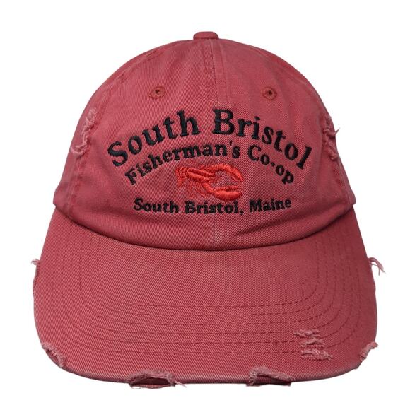 South Bristol Fisherman's Co-op Baseball Cap Red One Size Distressed District - Picture 1 of 10